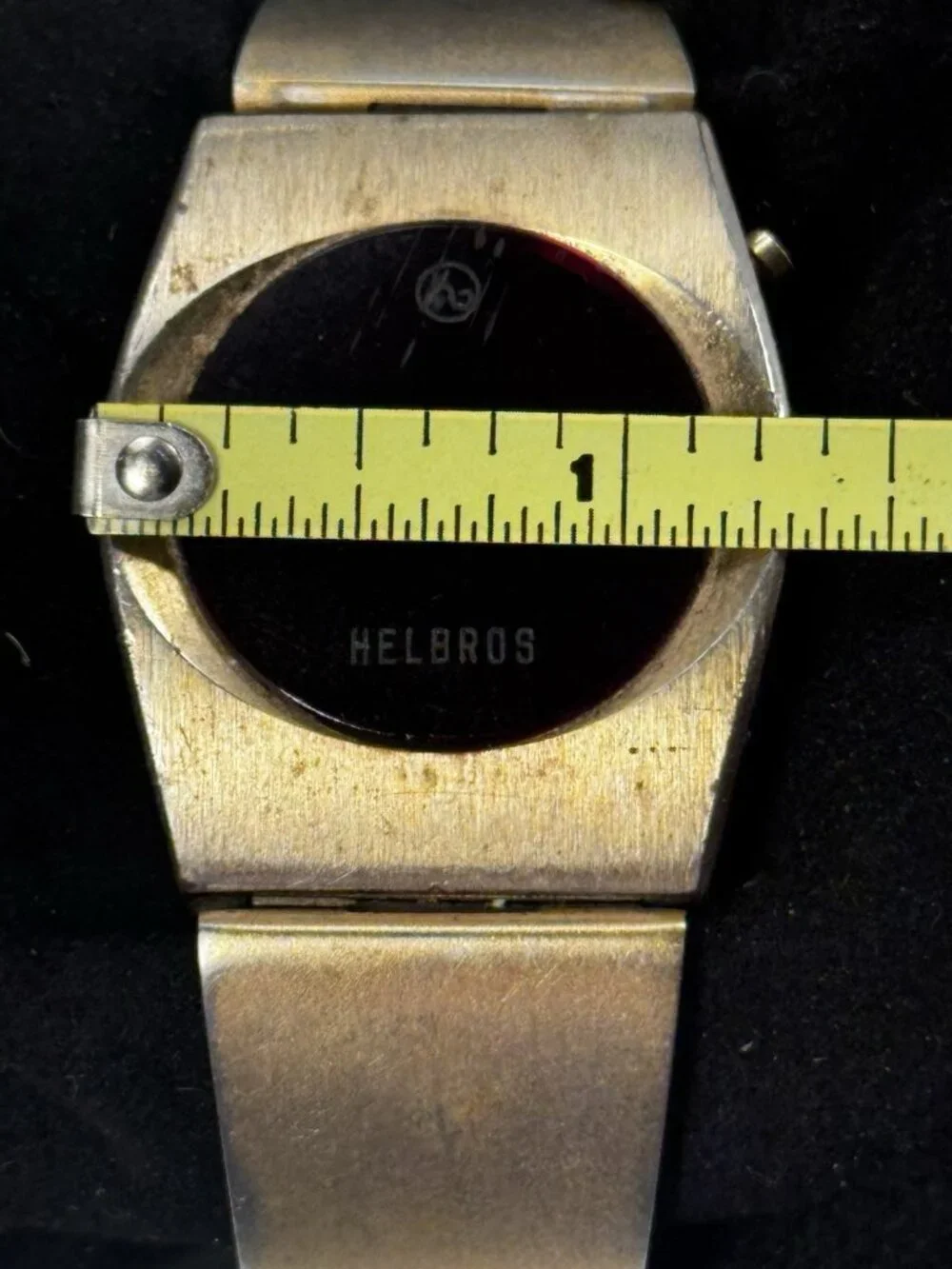 1970s Helbros Minicom Red LED Digital Watch Gold Speidel WORKING USA